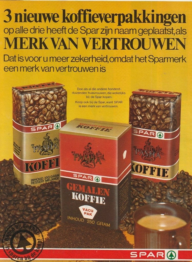 Retro reclame 1971 Spar supermarkt 3 soorten koffie, Verzenden, Overige typen