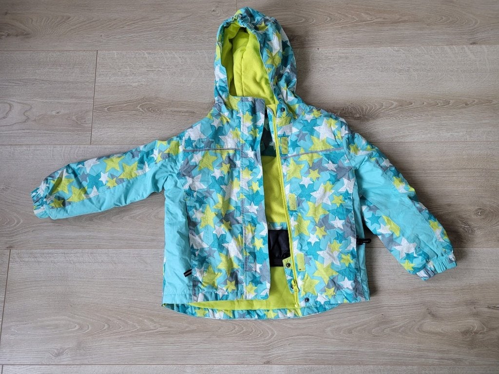 Blauwgele skijas kids maat 110-116 Lupilu met sneeuwstopper, Kinderen en Baby's, Gebruikt, Jongen of Meisje, Ophalen of Verzenden