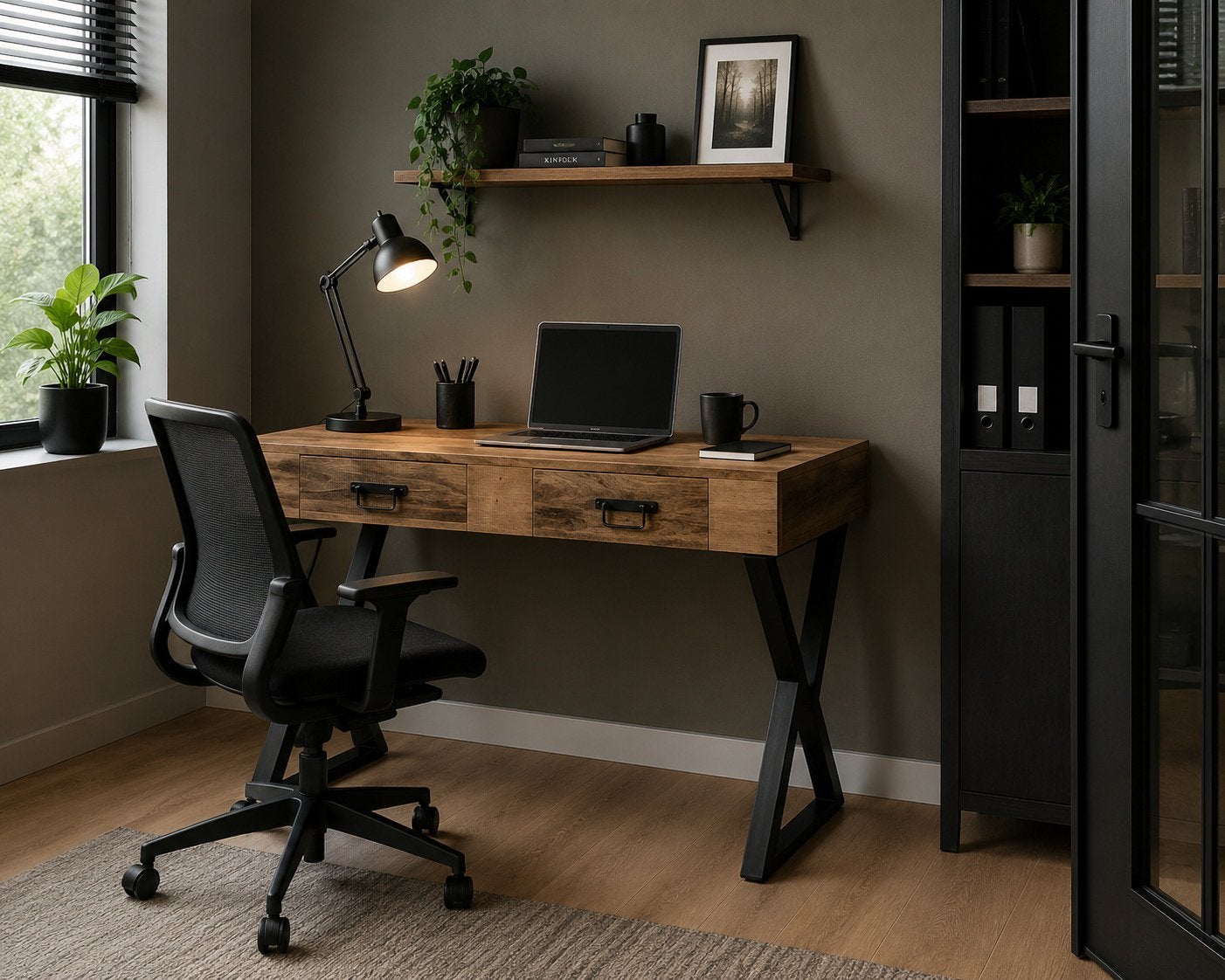 Mango houten bureau/ wandtafel met zwart ijzeren poten, Huis en Inrichting, Tafels | Bijzettafels, Ophalen, Nieuw, 75 cm of meer