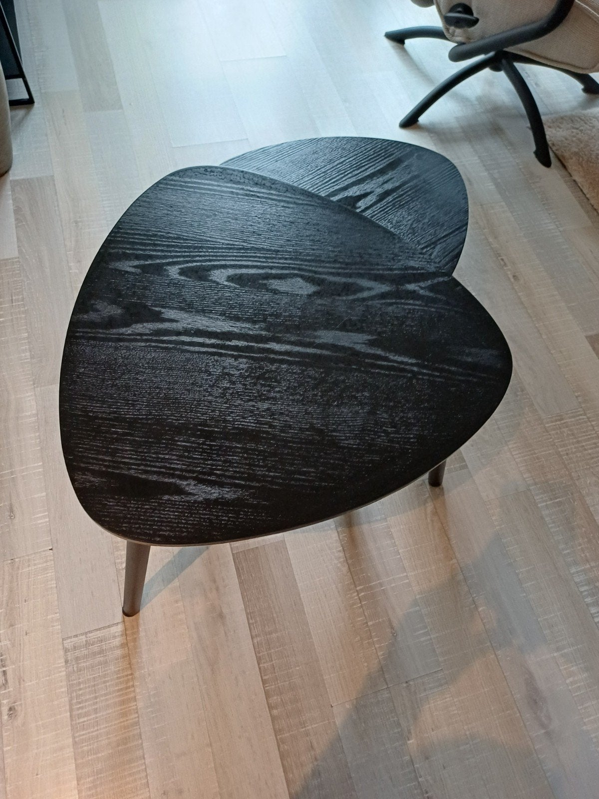 Set van 2 zwarte salontafels, Ophalen, 50 tot 100 cm, Rond, Tot twee personen