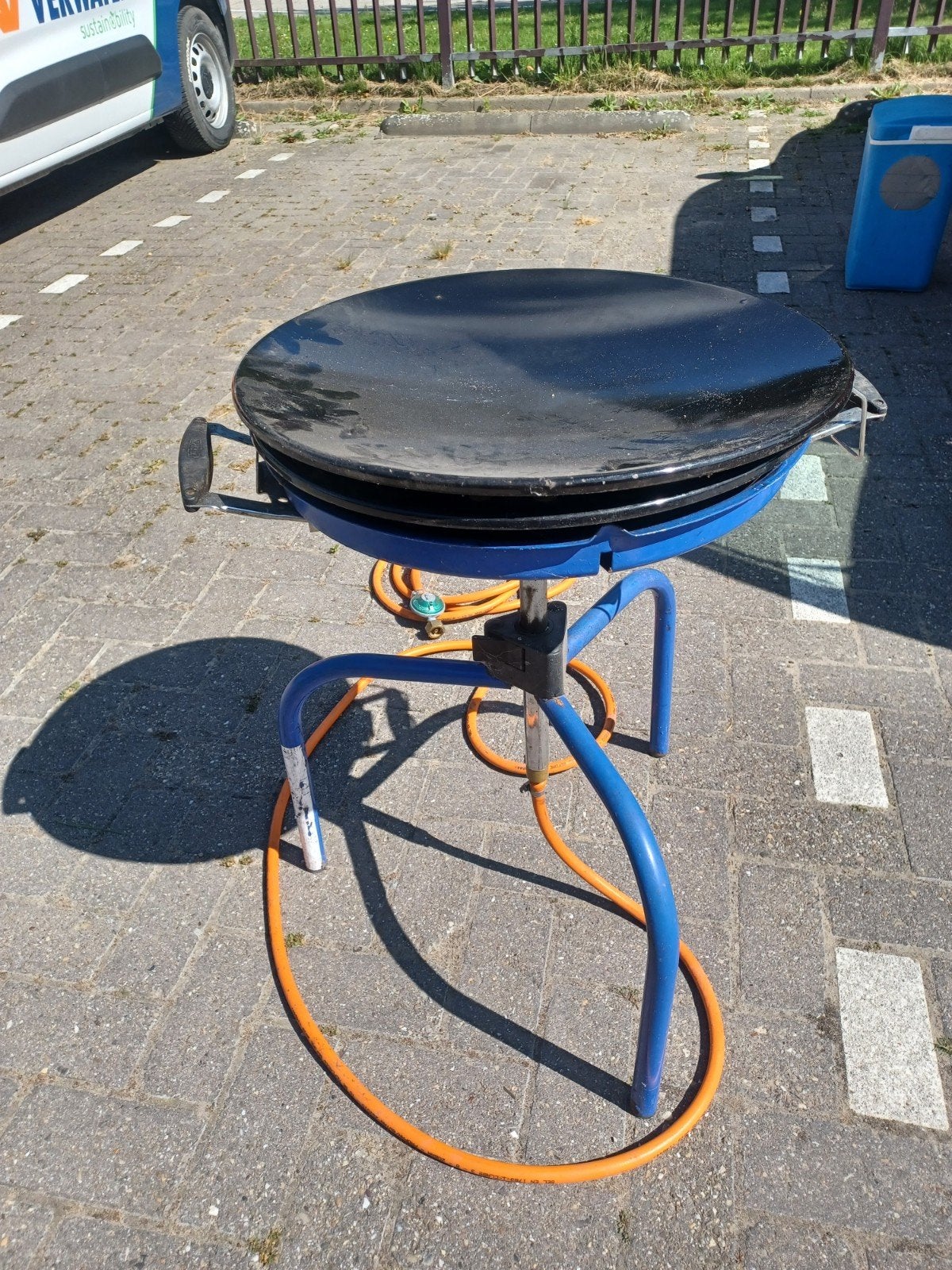 Skottelbraai met gasaansluiting en grillrooster, Tuin en Terras, Ophalen of Verzenden, Gebruikt