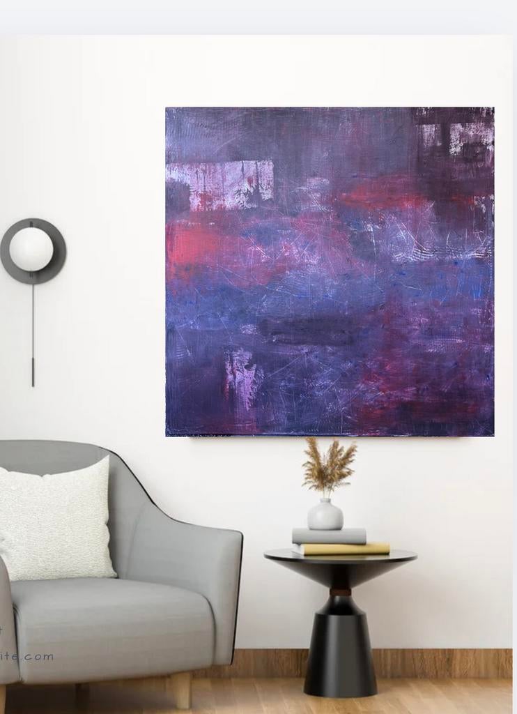 Groot  paars minimalistisch modern abstract schilderij, Ophalen