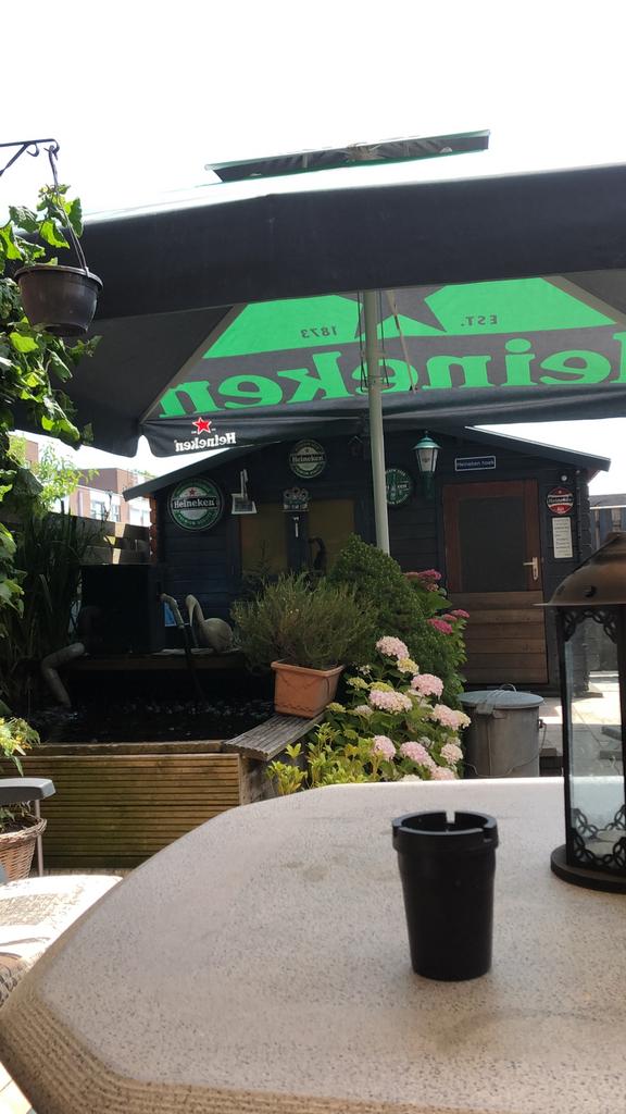 Heineken parasol 5x5, Tuin en Terras, Parasols, Ophalen, Gebruikt