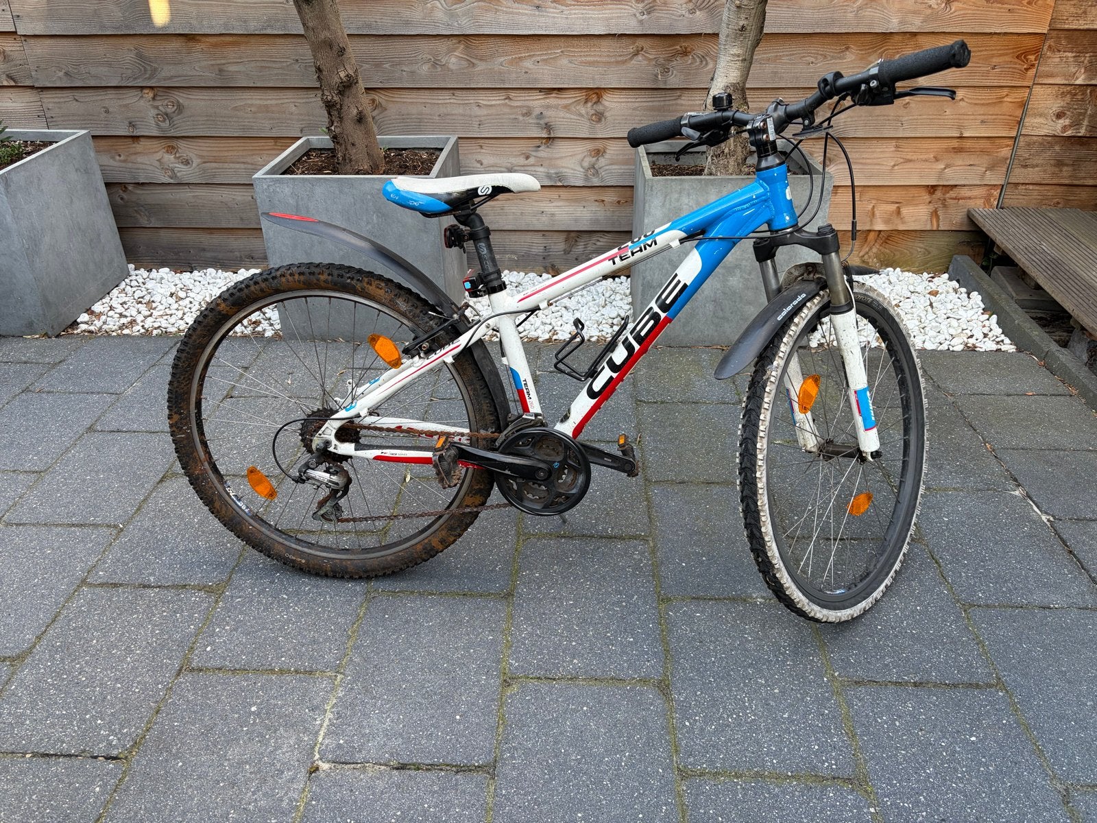 Cube Team 260 Mountainbike - Wit/Blauw, Fietsen en Brommers, Gebruikt, Velgrem, Versnellingen, Minder dan 49 cm