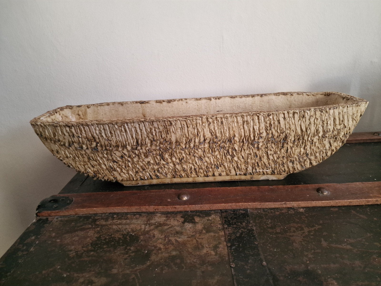 Vintage planten bak - vetplanten & cactus, Tuin en Terras, Ophalen, Rond, Hout, Minder dan 30 cm