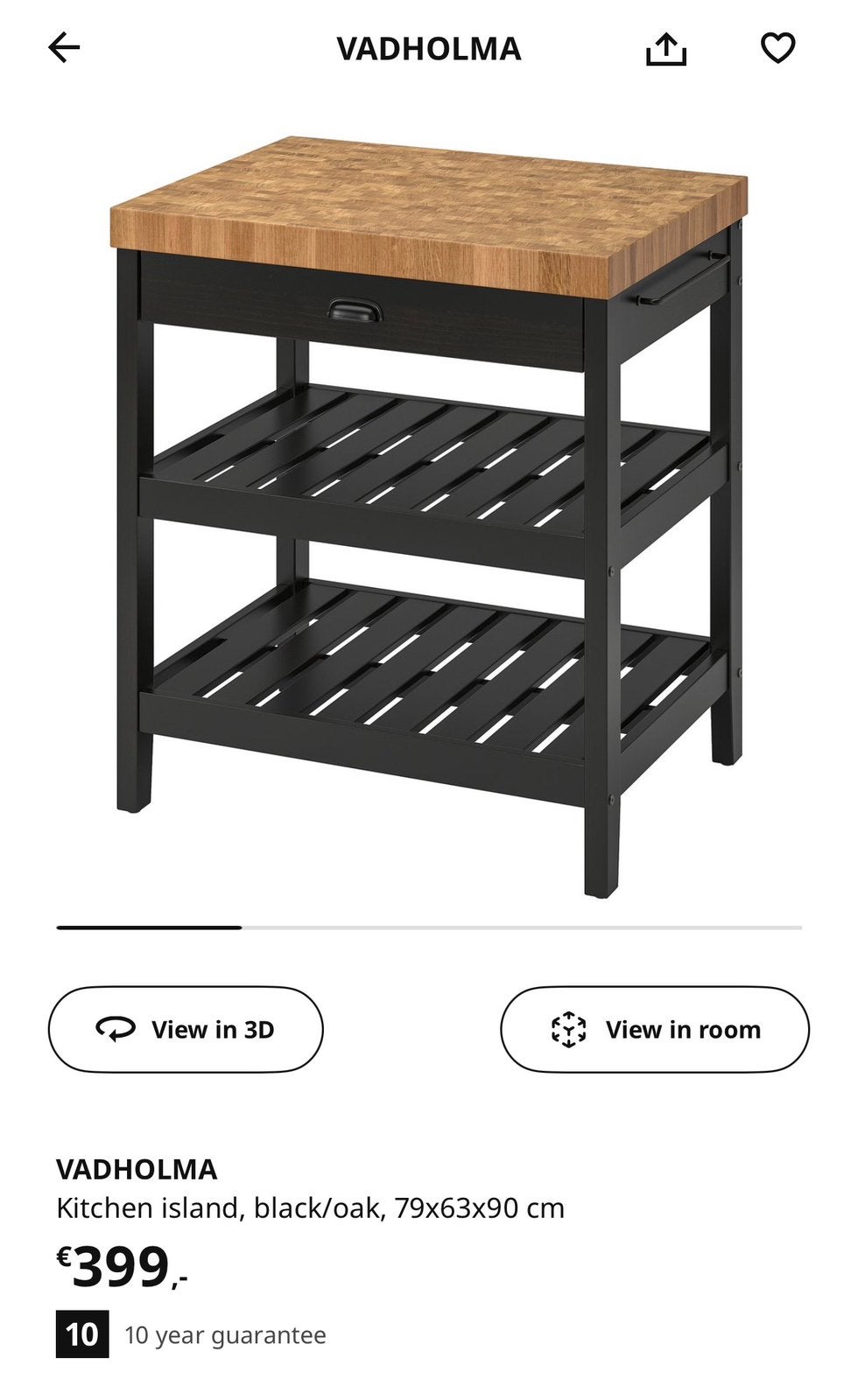 IKEA VADHOLMA Keukeneiland, Huis en Inrichting, Ophalen, 50 tot 100 cm, Zo goed als nieuw, Minder dan 100 cm
