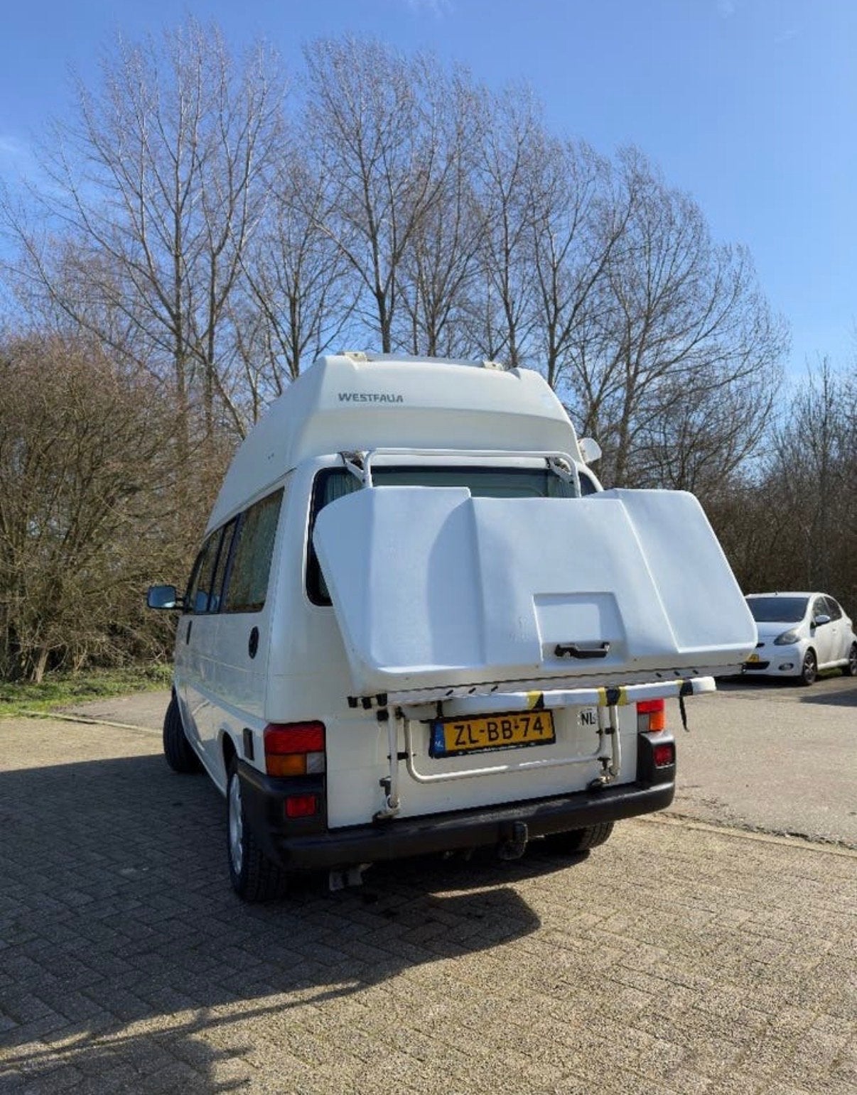 Fietsendrager VW T4 California eventueel Fiamma box, Ophalen, 2 fietsen, Gebruikt, Achterklepdrager