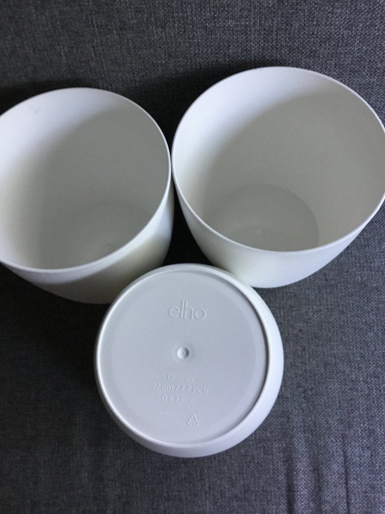 3 Elho bloempotten, Tuin en Terras, Ophalen, Kunststof, Rond, Zo goed als nieuw