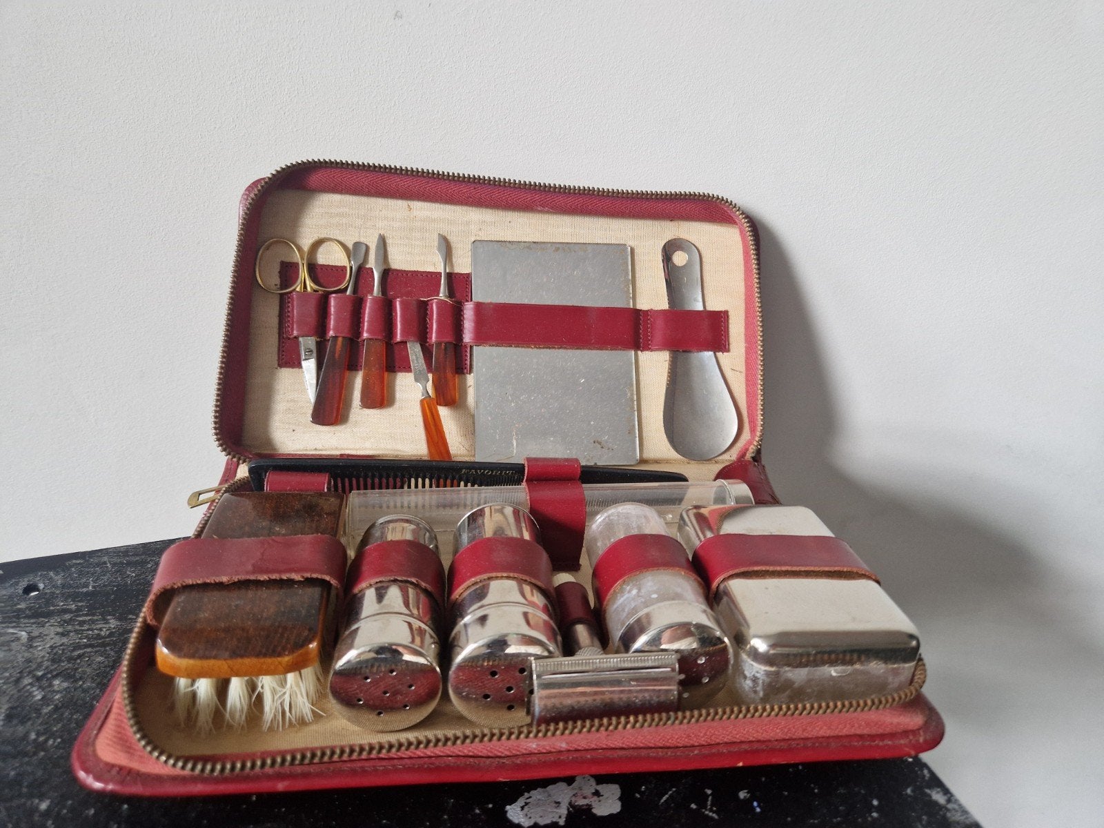 jaren 50 reis etui 2, Sieraden, Tassen en Uiterlijk, Toilettassen, Ophalen