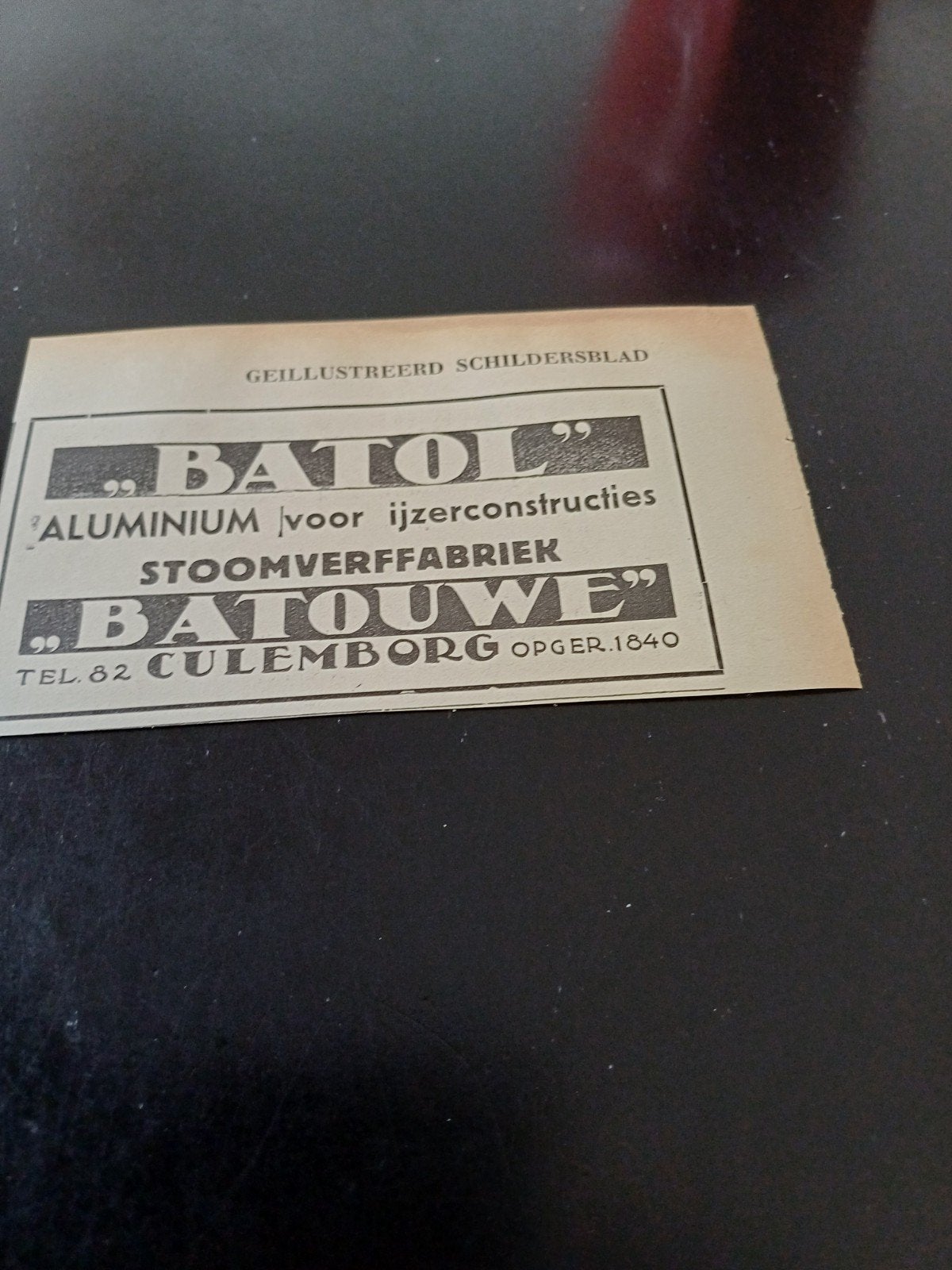 advertentie Batol stoomverffabriek Culemborg 1935, Ophalen of Verzenden, Zo goed als nieuw, Overige typen