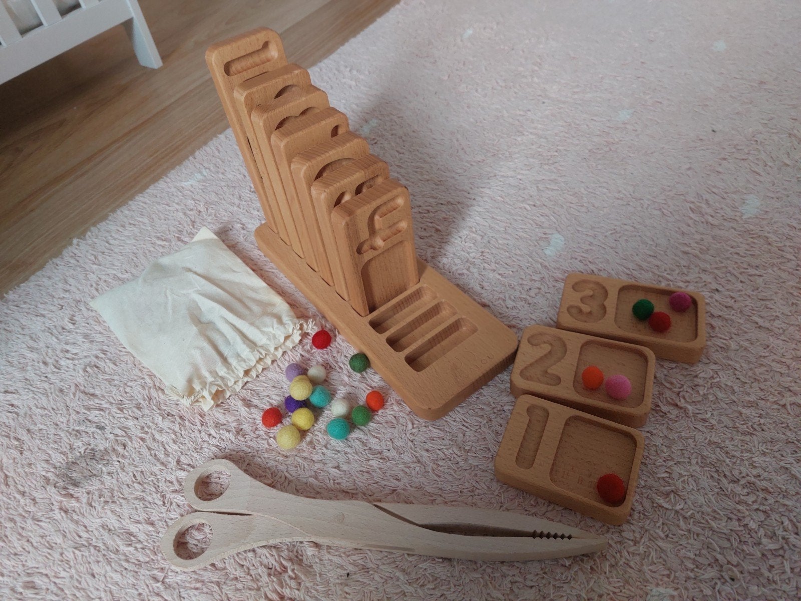Houten Montessori Speelgoed Set: Cijfers, Letters, Ophalen, Zo goed als nieuw, Taal en Lezen