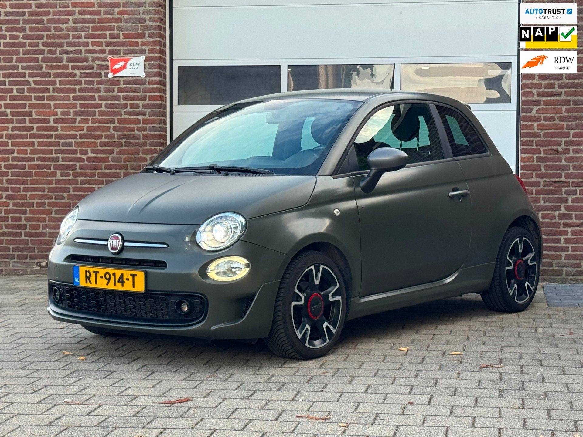 Fiat 500 0.9 TwinAir Turbo Sport|Mat-Groen|Beats|NAP|, Voorwielaandrijving, Gebruikt, Leder en Stof, 905 kg