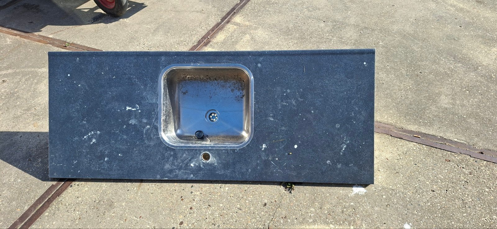 GRATIS Zwarte wastafel met geïntegreerde spoelbak, Ophalen of Verzenden, Gebruikt, Rvs, Wastafel