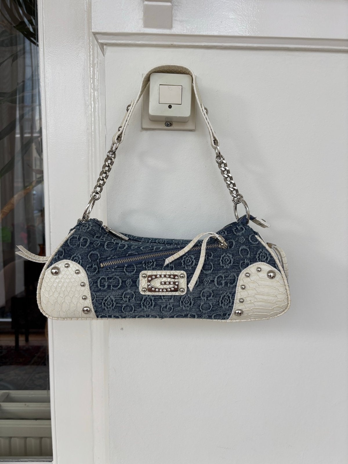 Vintage Y2K Gussaci denim tas, Ophalen of Verzenden, Zo goed als nieuw, Blauw, Schoudertasje