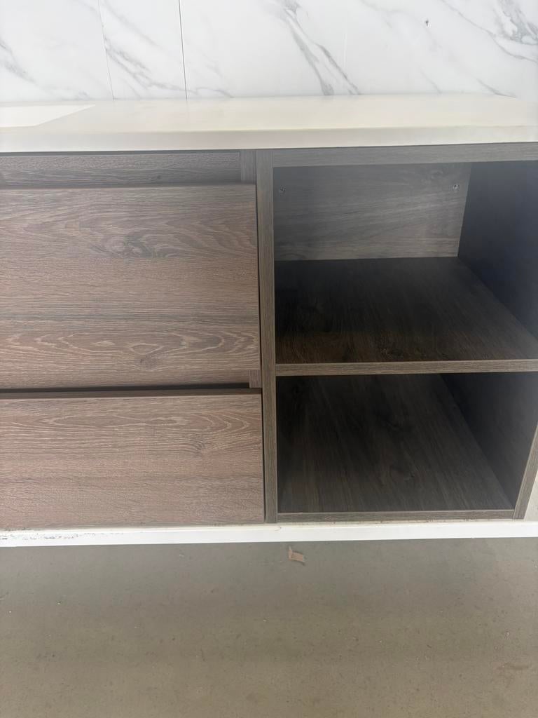 Badkamermeubel 120 cm – Espresso – Natuurstenen wastafel, 100 tot 150 cm, Wltradingnl@outlook.com, Nieuw, Ophalen of Verzenden