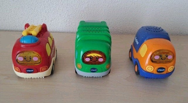 3 x V tech auto's (met licht en geluidseffecten), Ophalen of Verzenden, Zo goed als nieuw