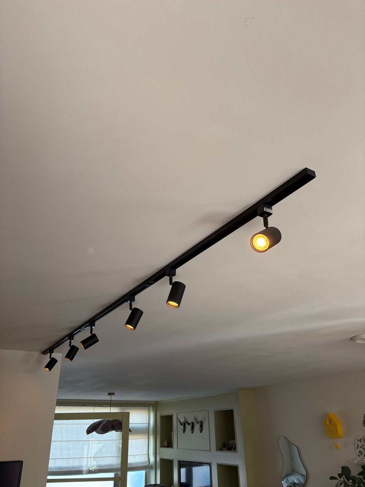 Zwarte railverlichting 3 rails + 6 spots+Hue White Ambiance, Ophalen, Zo goed als nieuw