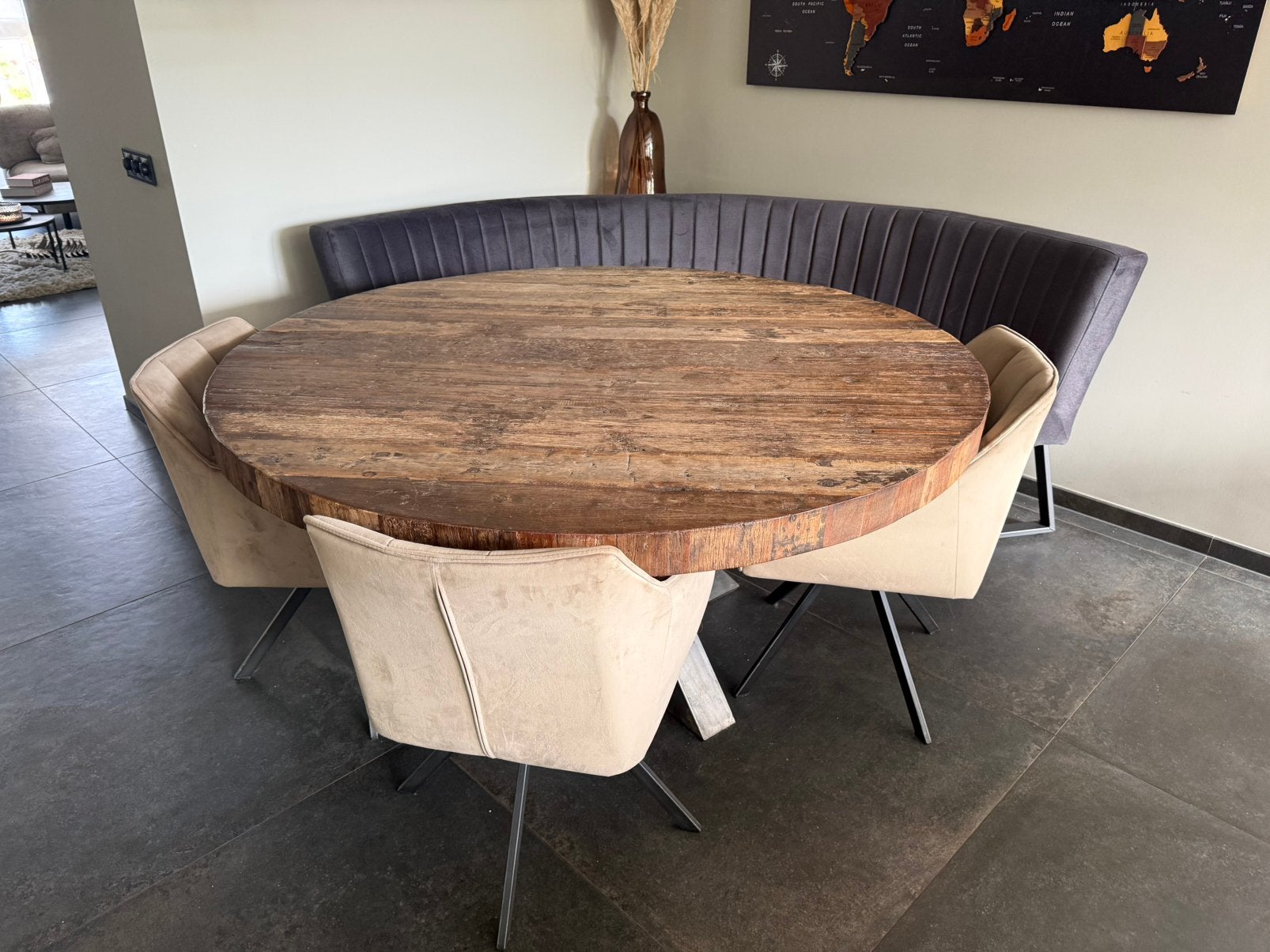 Eettafel 160 cm, Ophalen, 100 tot 150 cm, Rond, Nieuw