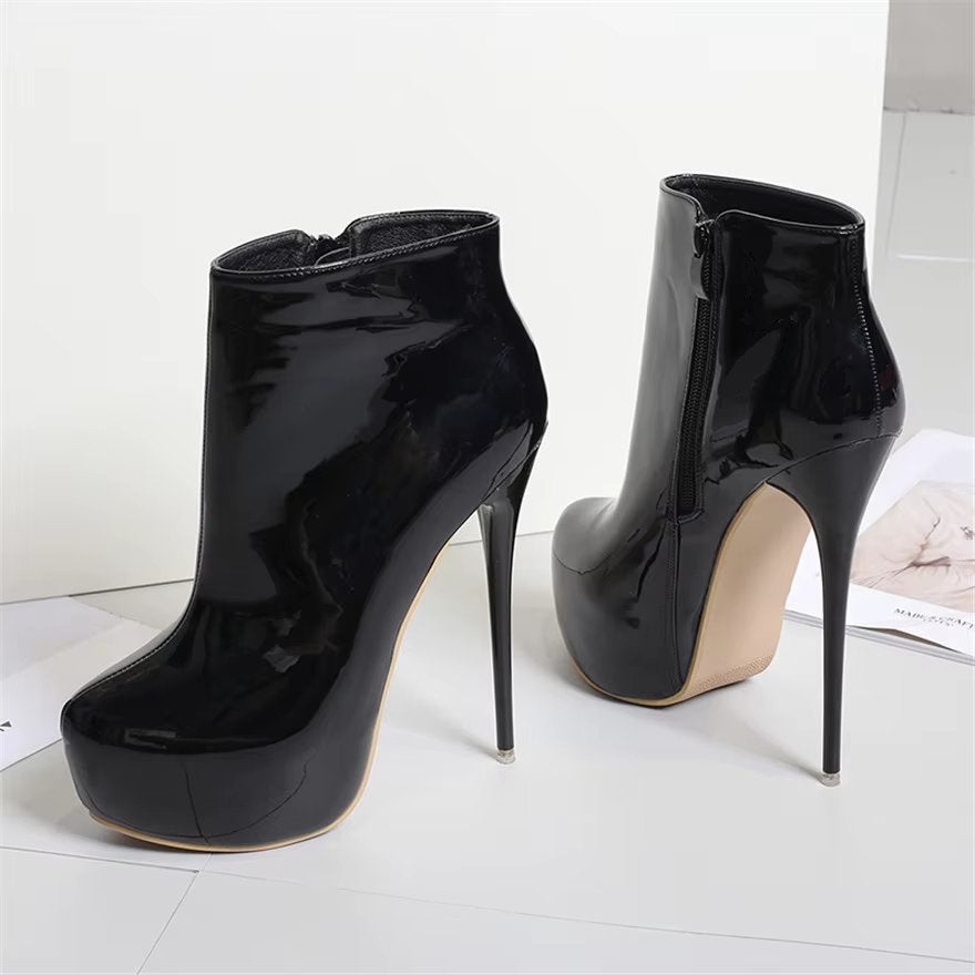 Zwarte lage laklaarzen met 16cm hak, Verzenden, Nieuw, Zwart, Pumps