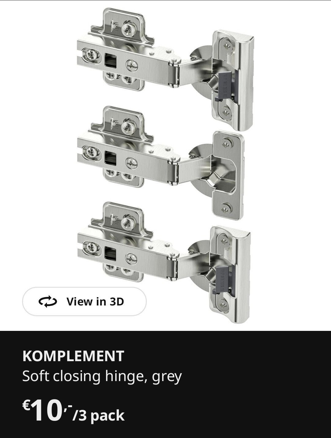 IKEA KOMPLEMENT Soft-closing scharnieren (2 stuks), Ophalen of Verzenden