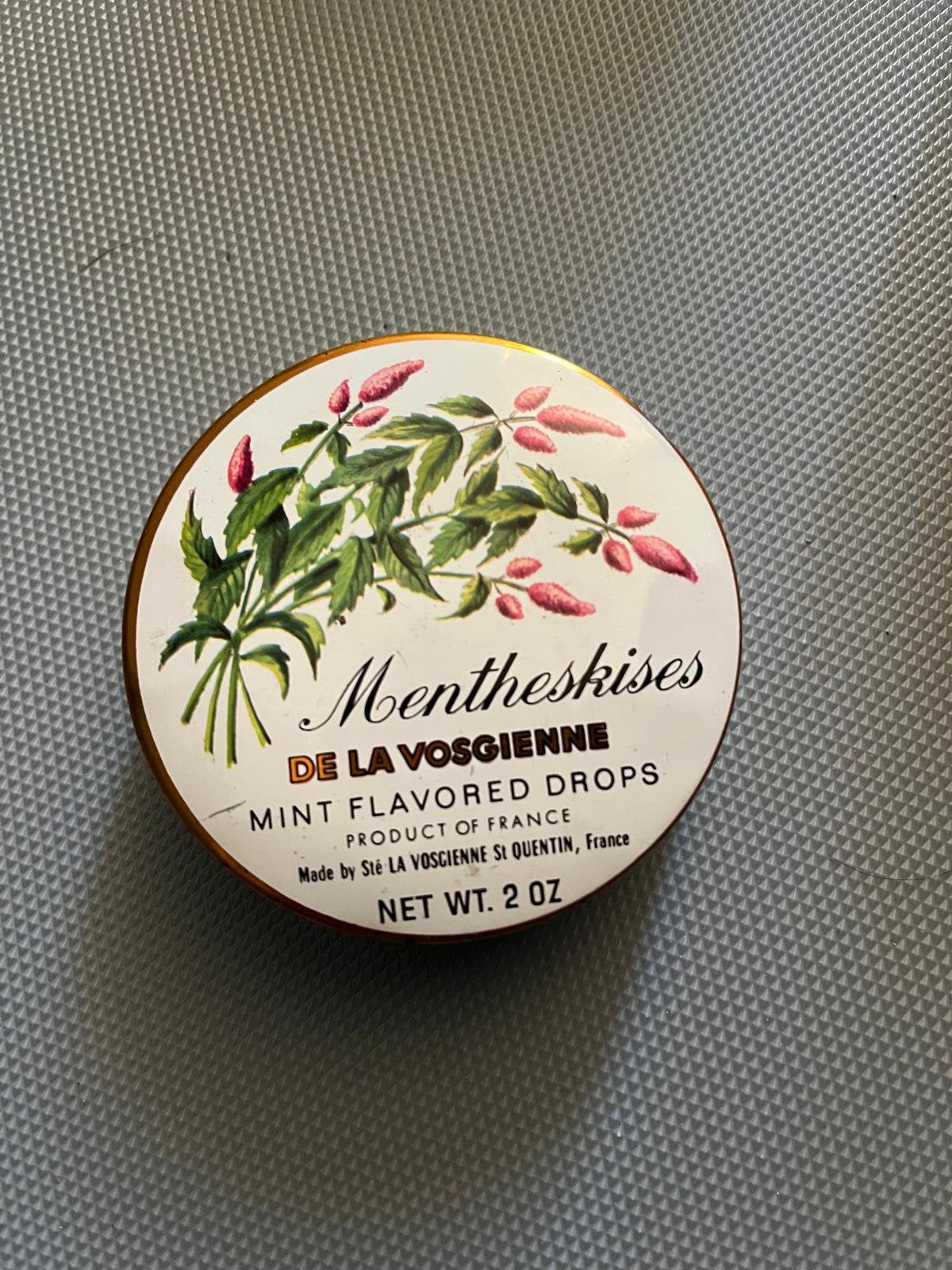 Vintage blikje Mentheskises de la Vosgienne, Verzamelen, Blikken, Ophalen of Verzenden, Gebruikt, Overige