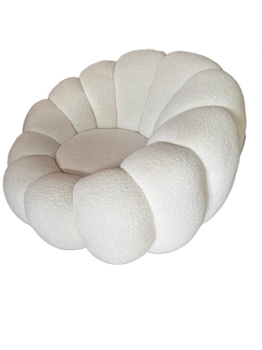 Pompoen Boucle Draaistoel, Ophalen, Wit, Zo goed als nieuw, Eén