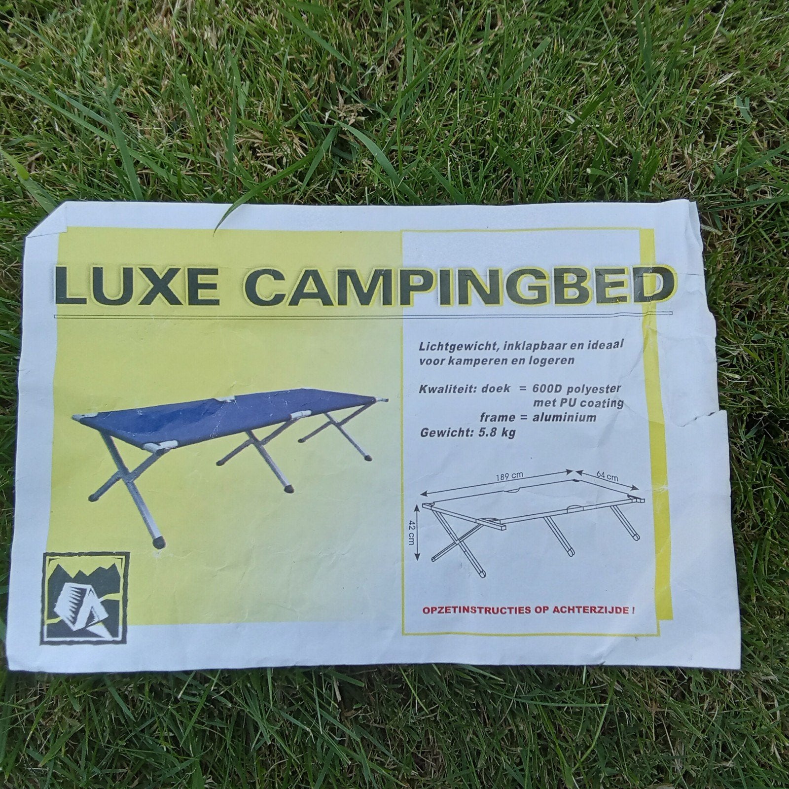 Zo goed als nieuw luxe campingbed met opberghoes, Ophalen of Verzenden, Zo goed als nieuw