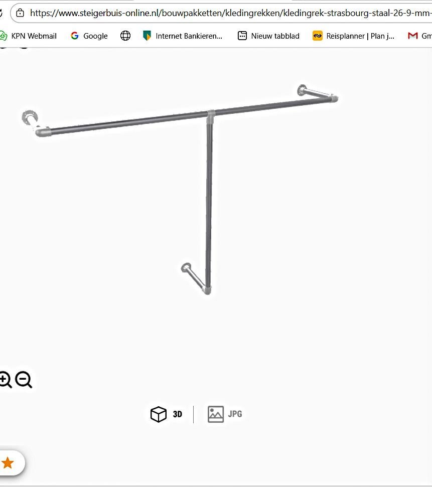 Stevig stalen kledingrek muurbevestiging, Ophalen, Nieuw