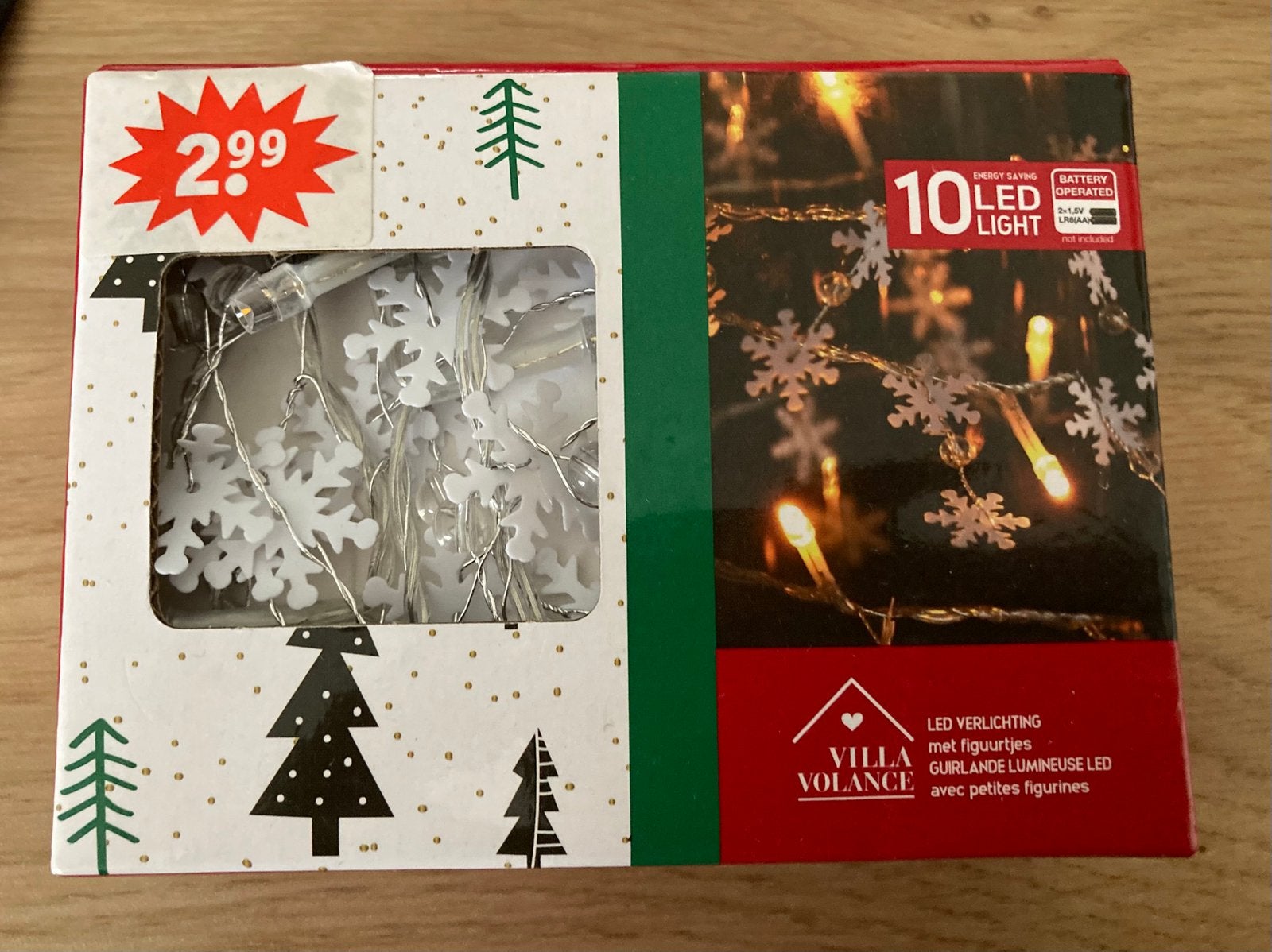 Kerstverlichting met witte sneeuw vlokjes, Ophalen of Verzenden, Nieuw