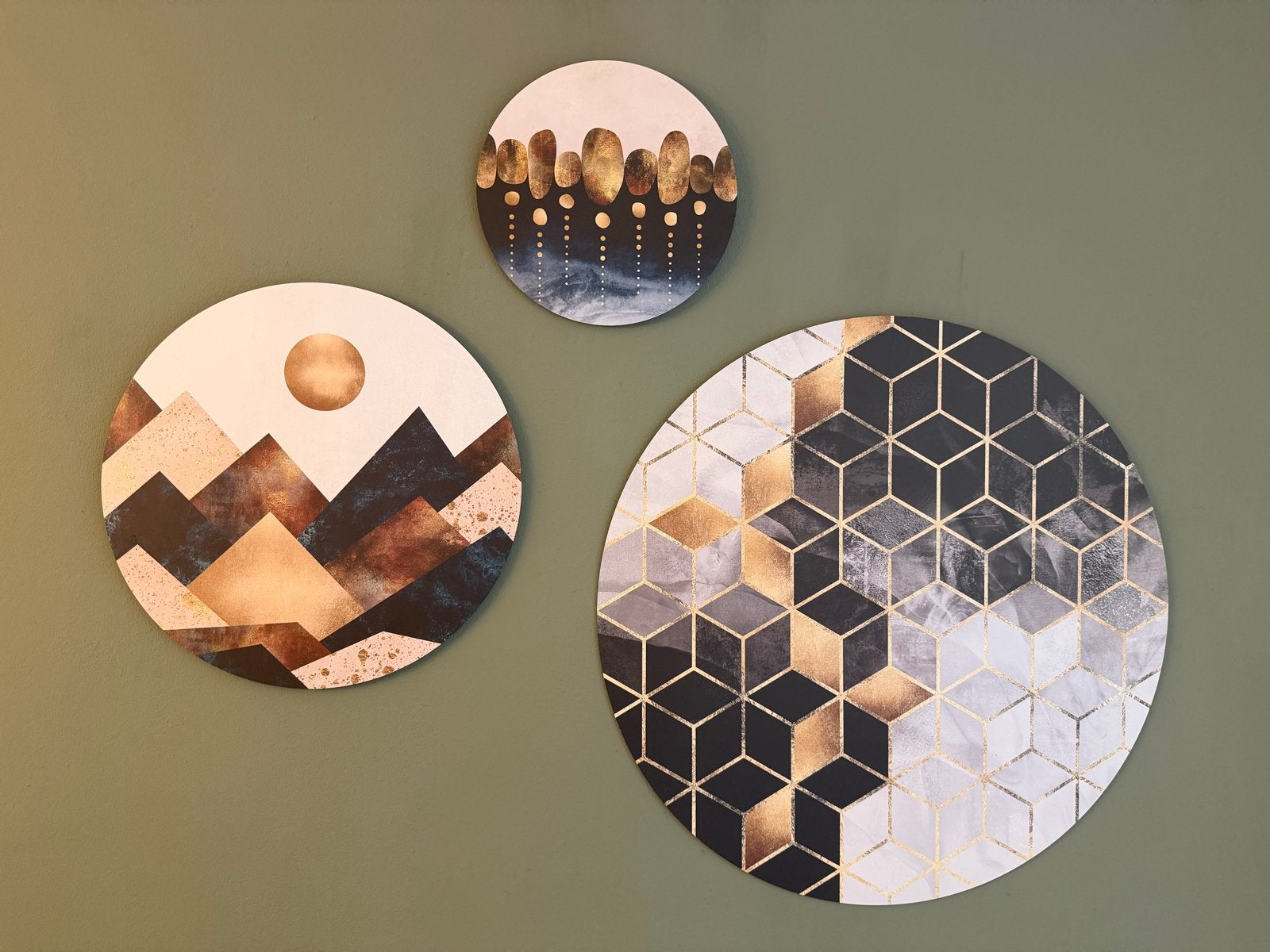 Set van 3 Wandcirkels (70cm, 45cm, 30cm), Ophalen, Hout, Meerkleurig, Zo goed als nieuw