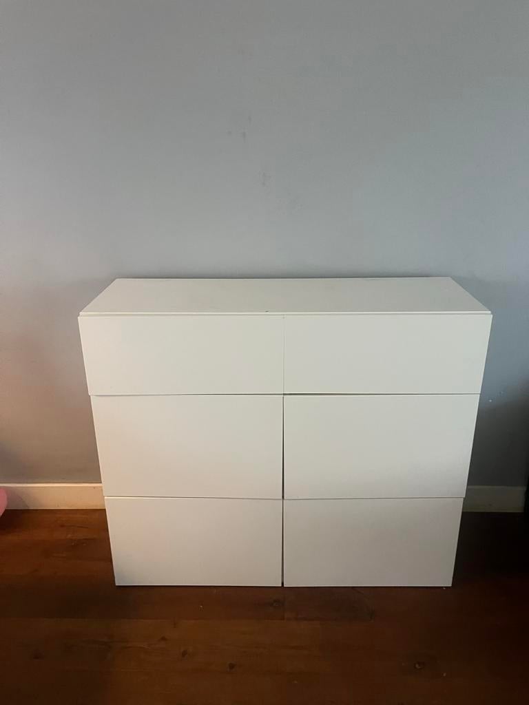 Witte IKEA kast met 2 lades en 4 kastjes - Modulair, Overige materialen, Gebruikt, 1 of 2 laden, 100 tot 150 cm