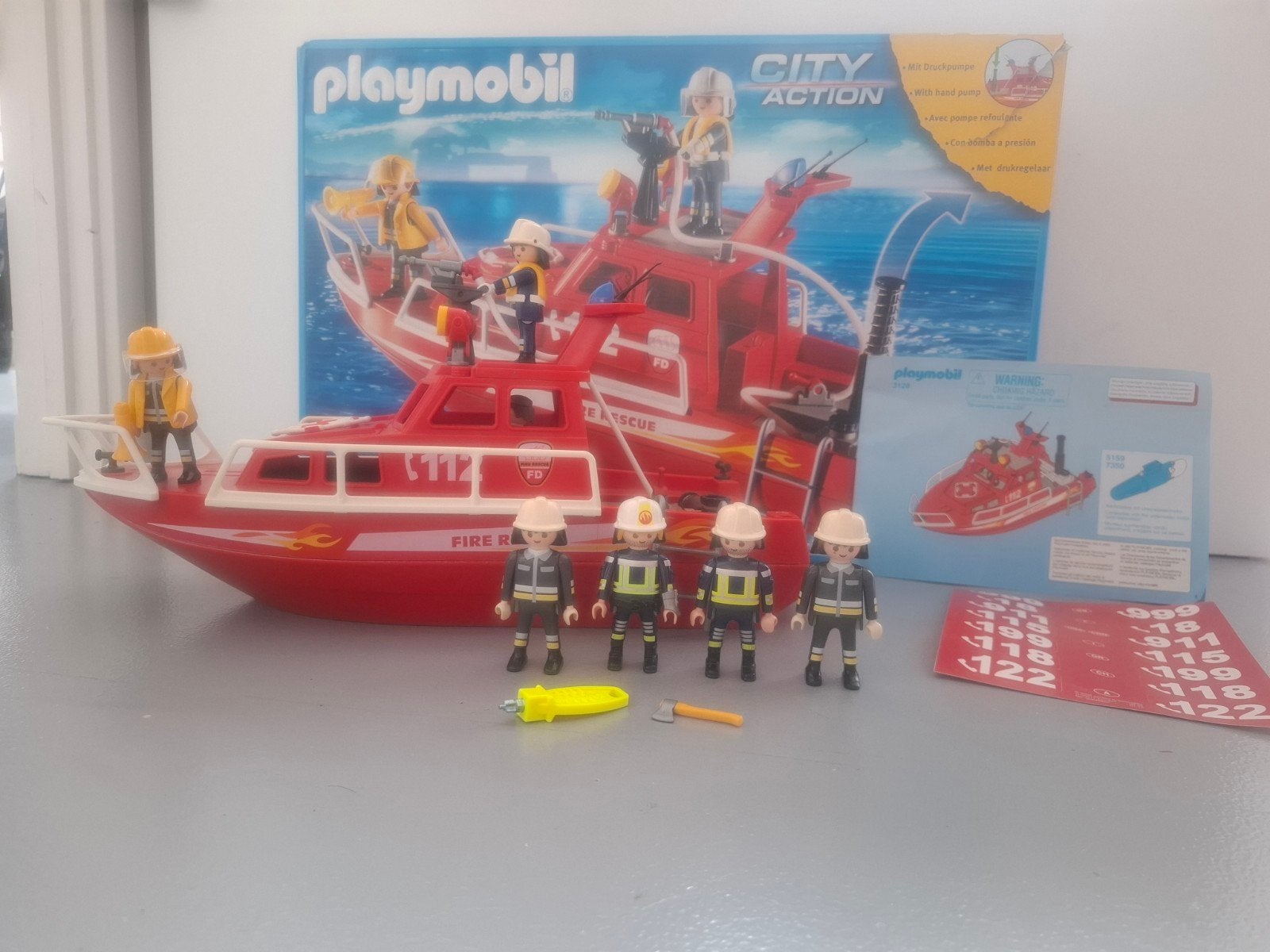 Playmobil brandweer boot 3128, Ophalen, Gebruikt, Complete set, City action