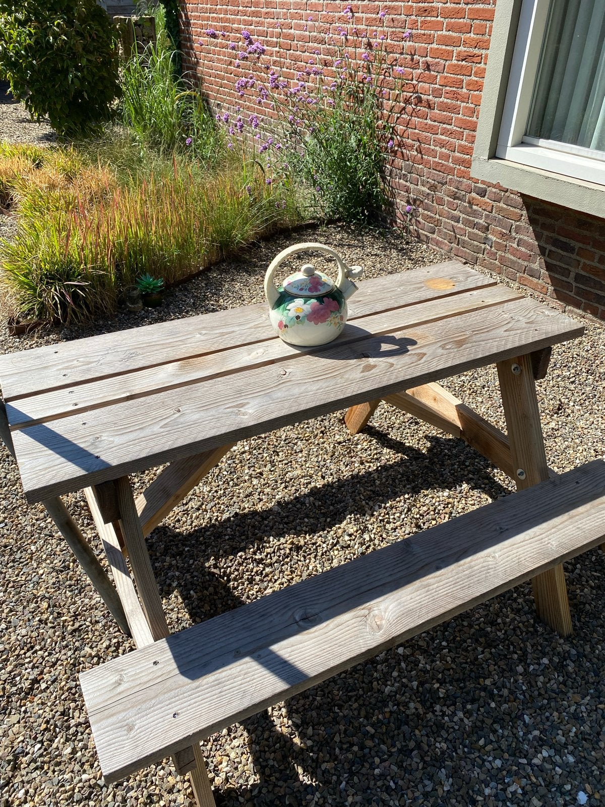 Douglas picknicktafel 135 cm - Zo goed als nieuw, Tuin en Terras, Picknicktafels, Ophalen, Zo goed als nieuw, Rechthoekig, Hout