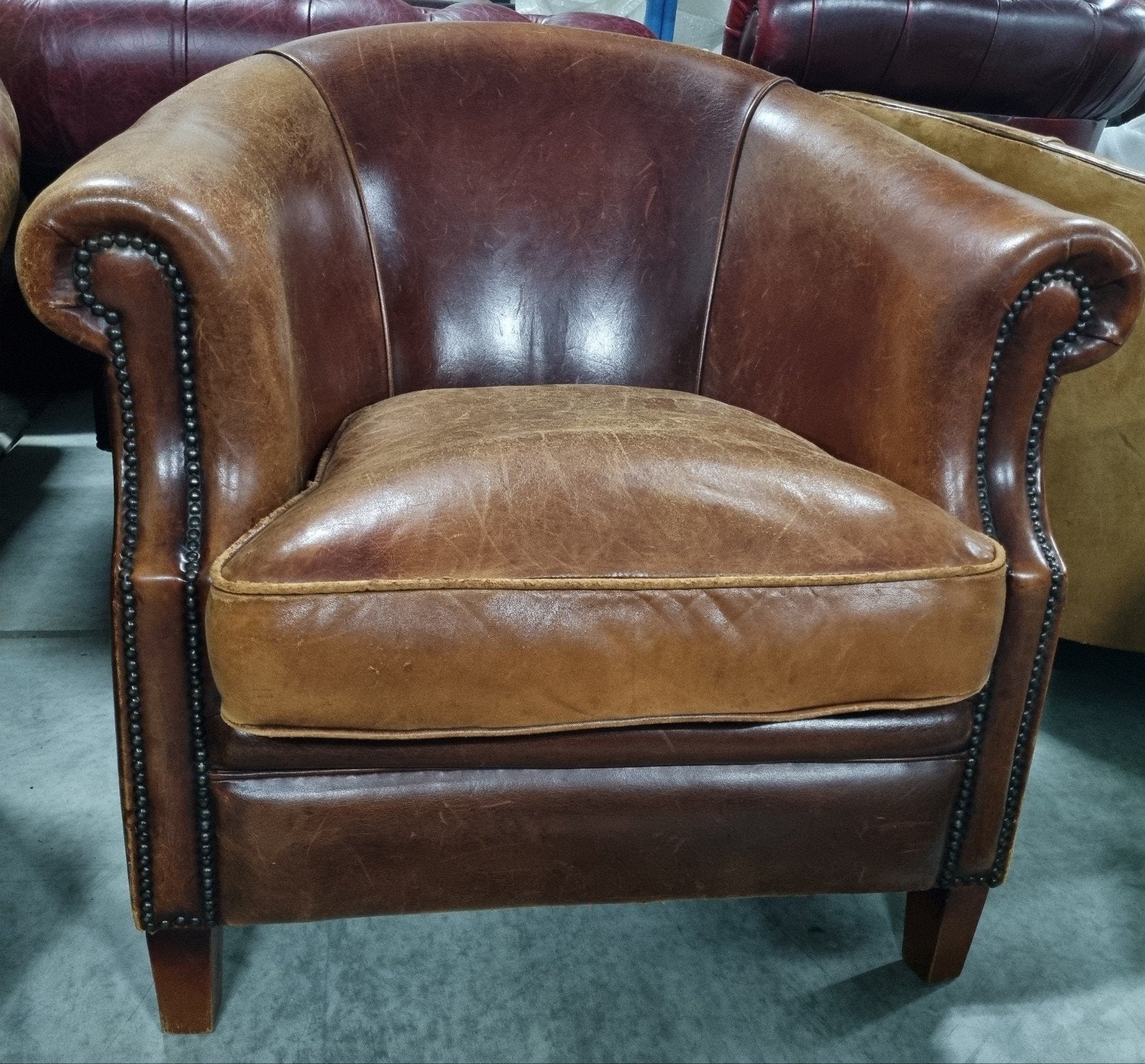 Ruime Schapenleren club fauteuil + BEZORGING GRATIS, Gebruikt, ., Ophalen of Verzenden, .