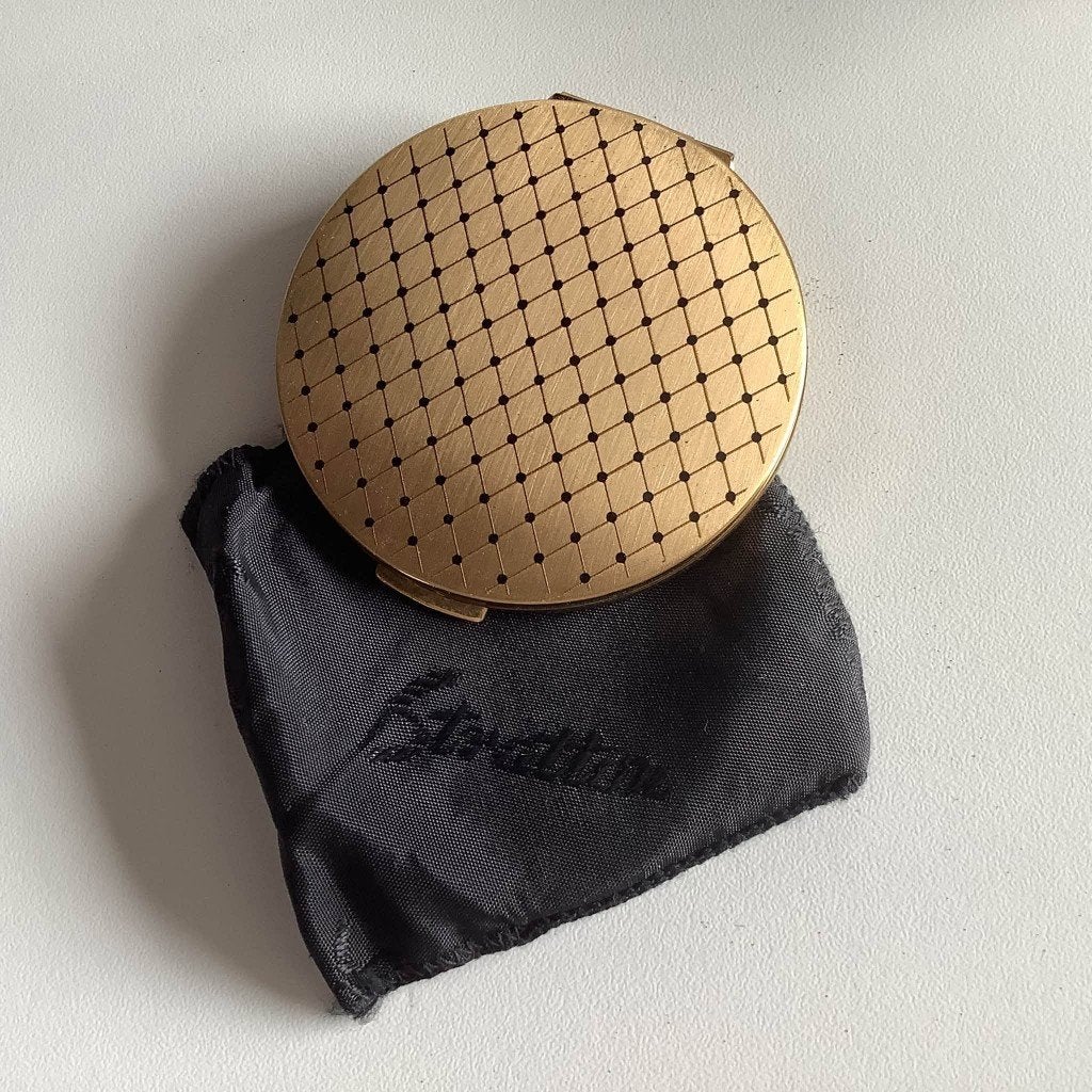 vintage goudkleurige Stratton poederdoos, Ophalen of Verzenden