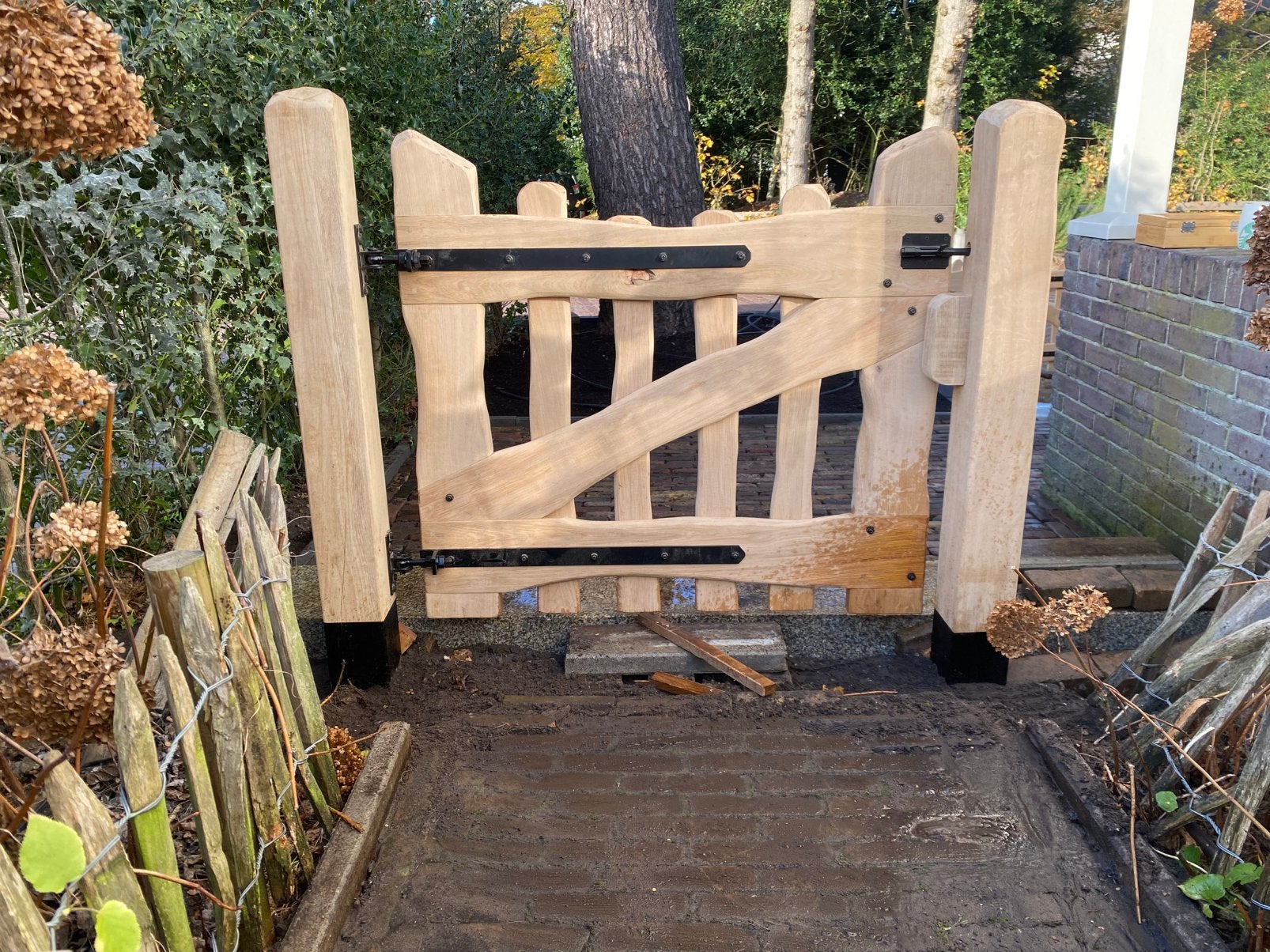 Eikenhouten looppoort, hekwerk, tuinhek, toegangspoort, Ophalen of Verzenden, Nieuw, Hout, Tuinhek