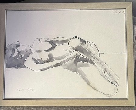 Naakte vrouw (aquarel) van Arnošt Paderlík, Figuren, Aquarel, Papier/karton, Ophalen of Verzenden