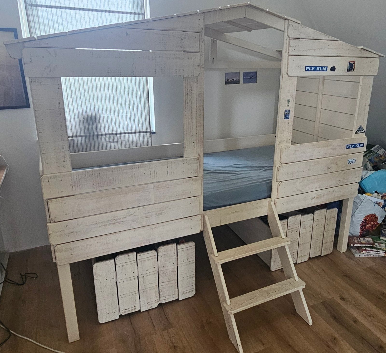 Boomhutbed 90x200 – massief grenen, Ophalen, Gebruikt, 90 cm, Eenpersoons
