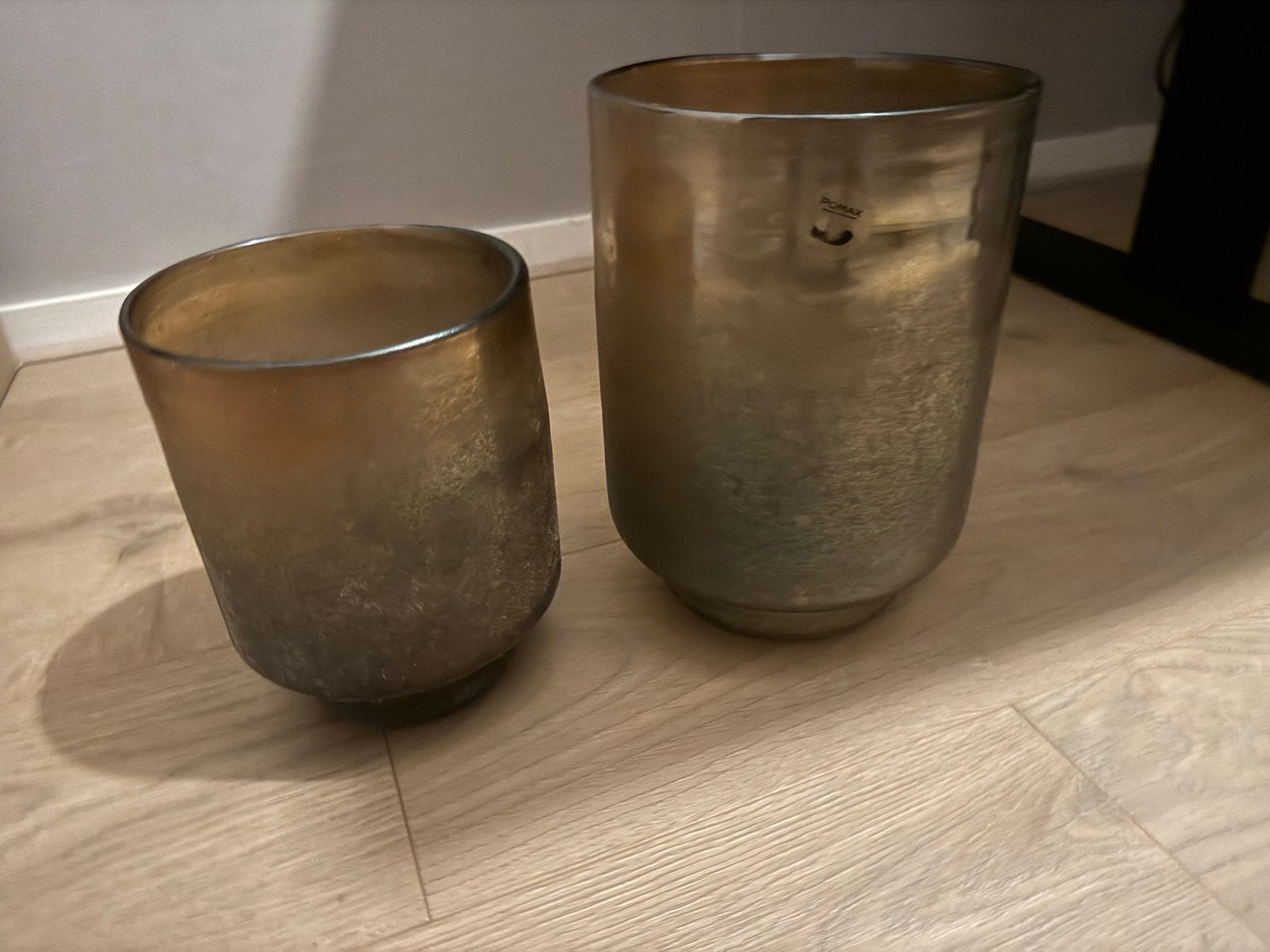 Pomax windlichten - bruin/goud, Ophalen, Gebruikt, Bruin, Glas
