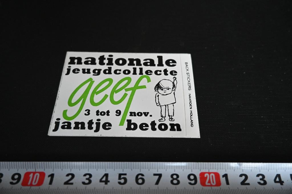 sticker Nationale jeugdcollecte geef Jantje Beton, Verzamelen, Ophalen, Zo goed als nieuw
