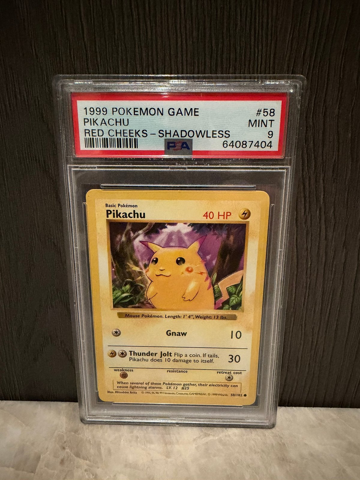 1999 pikachu red cheeks psa 9, Ophalen of Verzenden, Zo goed als nieuw, Losse kaart