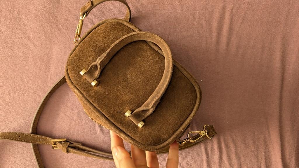 Suède leren tas, Ophalen of Verzenden