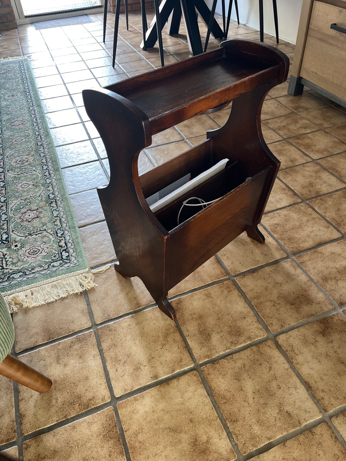 Vintage houten lectuurbak met bijzettafel, Ophalen, Gebruikt, Vintage, Hout