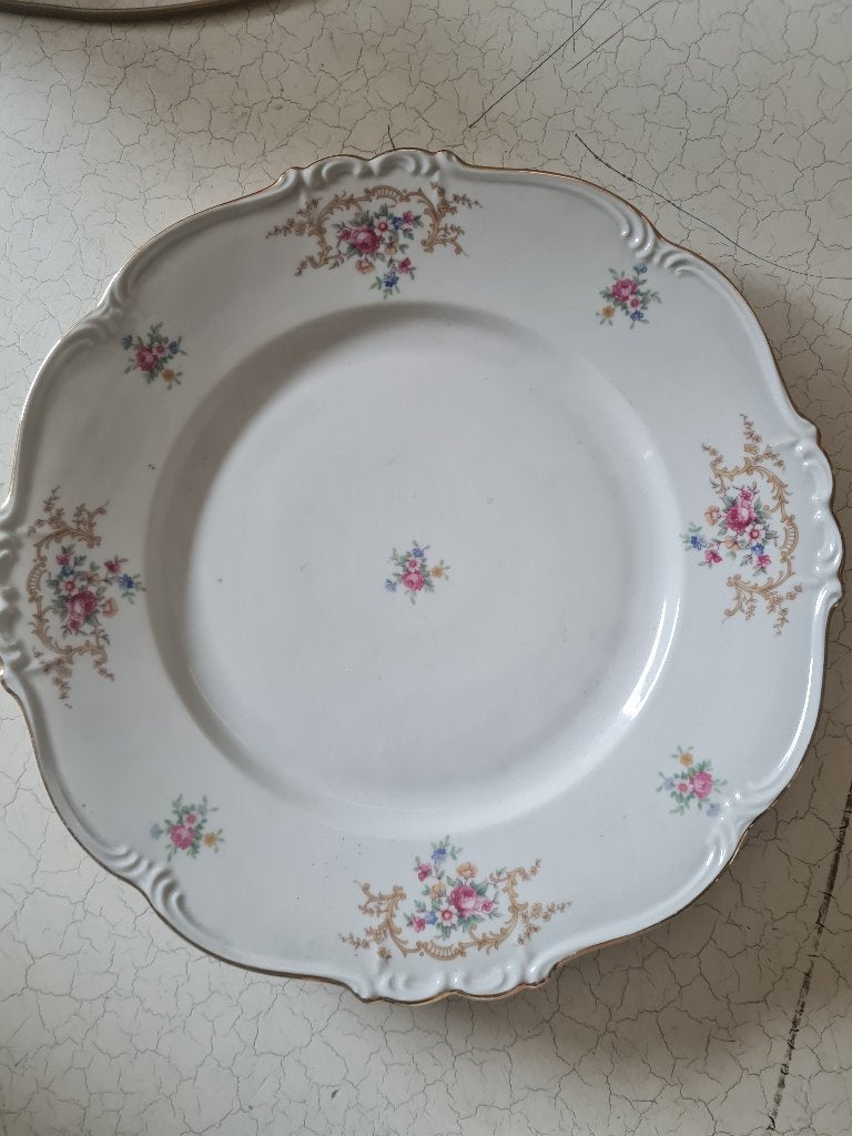 Vintage taartschaal decor roosjes porselein Bavaria, Antiek en Kunst, Antiek | Servies los, Ophalen of Verzenden