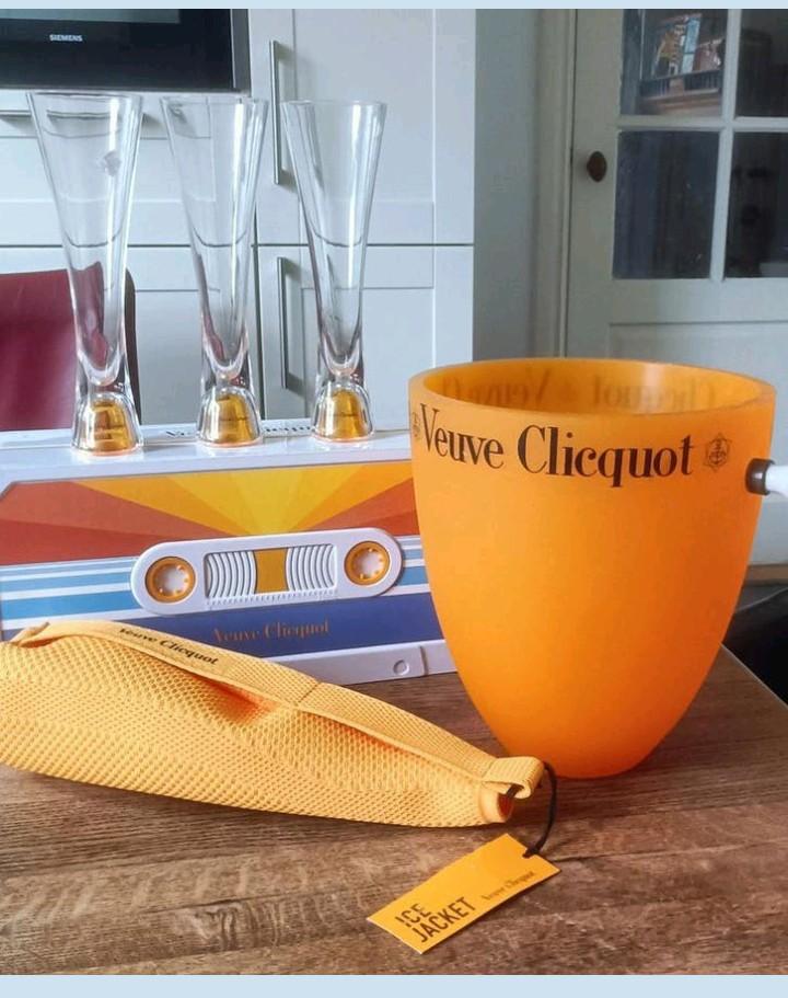 Veuve Clicquot ijsemmer, drinkglazen ice jacket  bewaarblik, Ophalen of Verzenden, Frankrijk, Overige typen