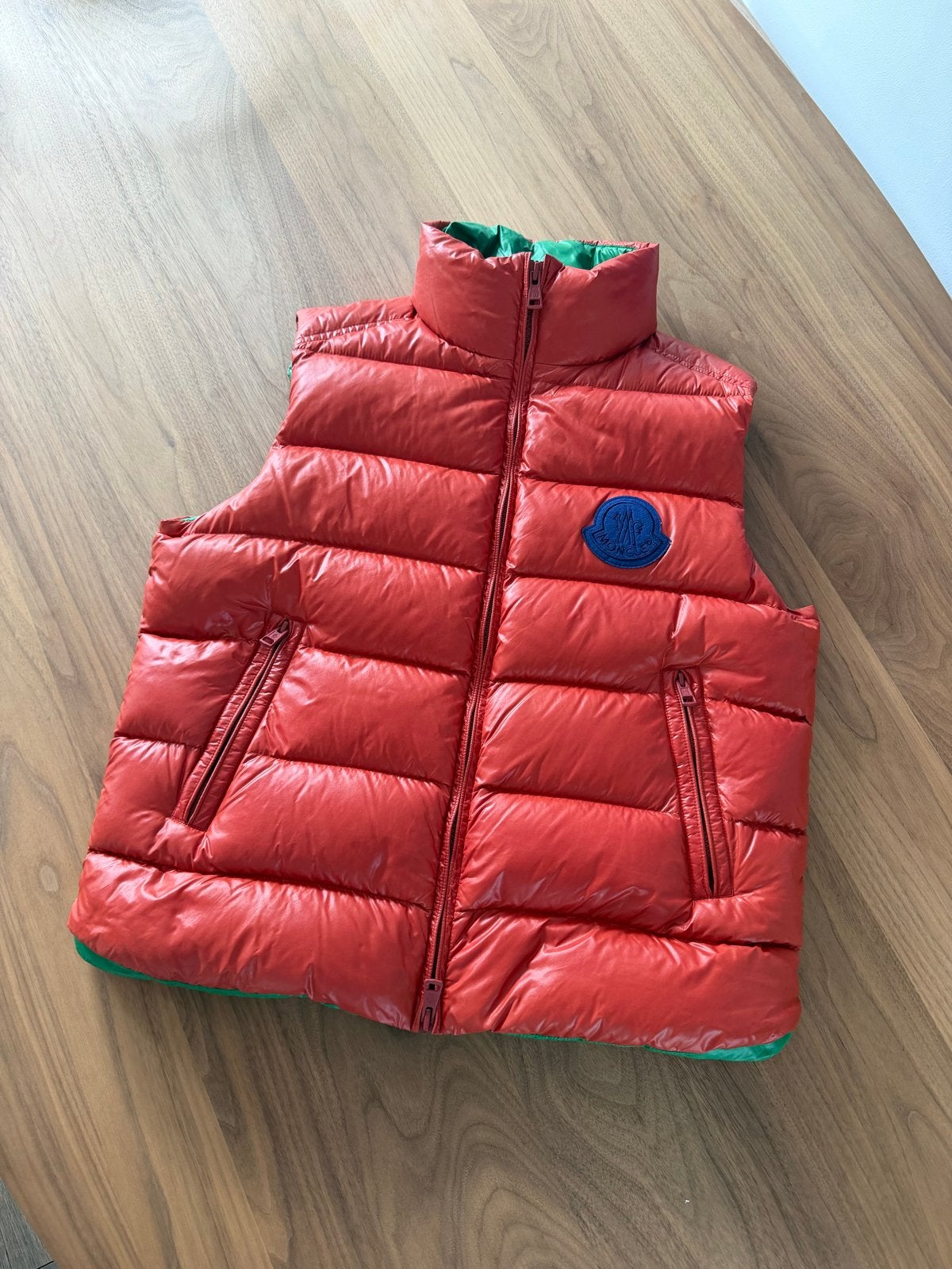 Moncler Genius Kinder Bodywarmer Rood/Groen, Ophalen of Verzenden, Zo goed als nieuw, Jongen of Meisje