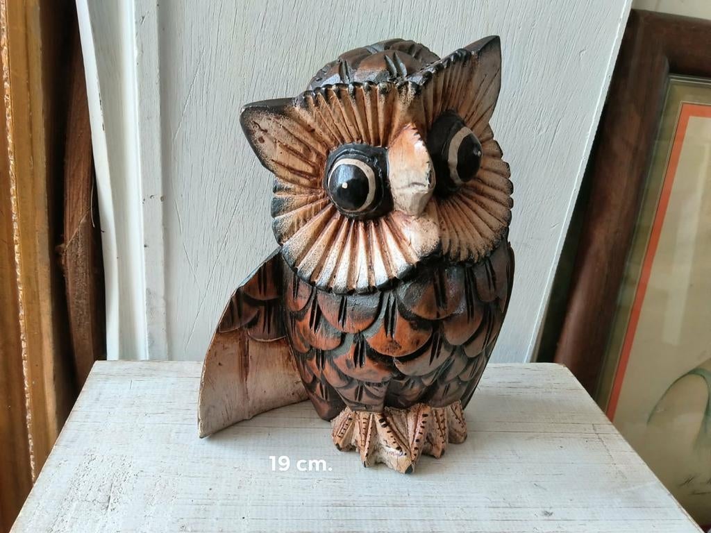 Houten Uil - Handgesneden Decoratie, Ophalen of Verzenden