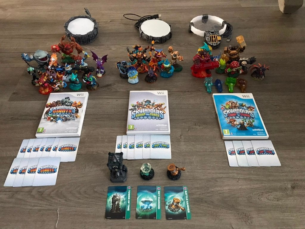 Skylanders Wii set – 28 figuren + 3 spellen, Avontuur en Actie, Gebruikt, 2 spelers, Ophalen of Verzenden
