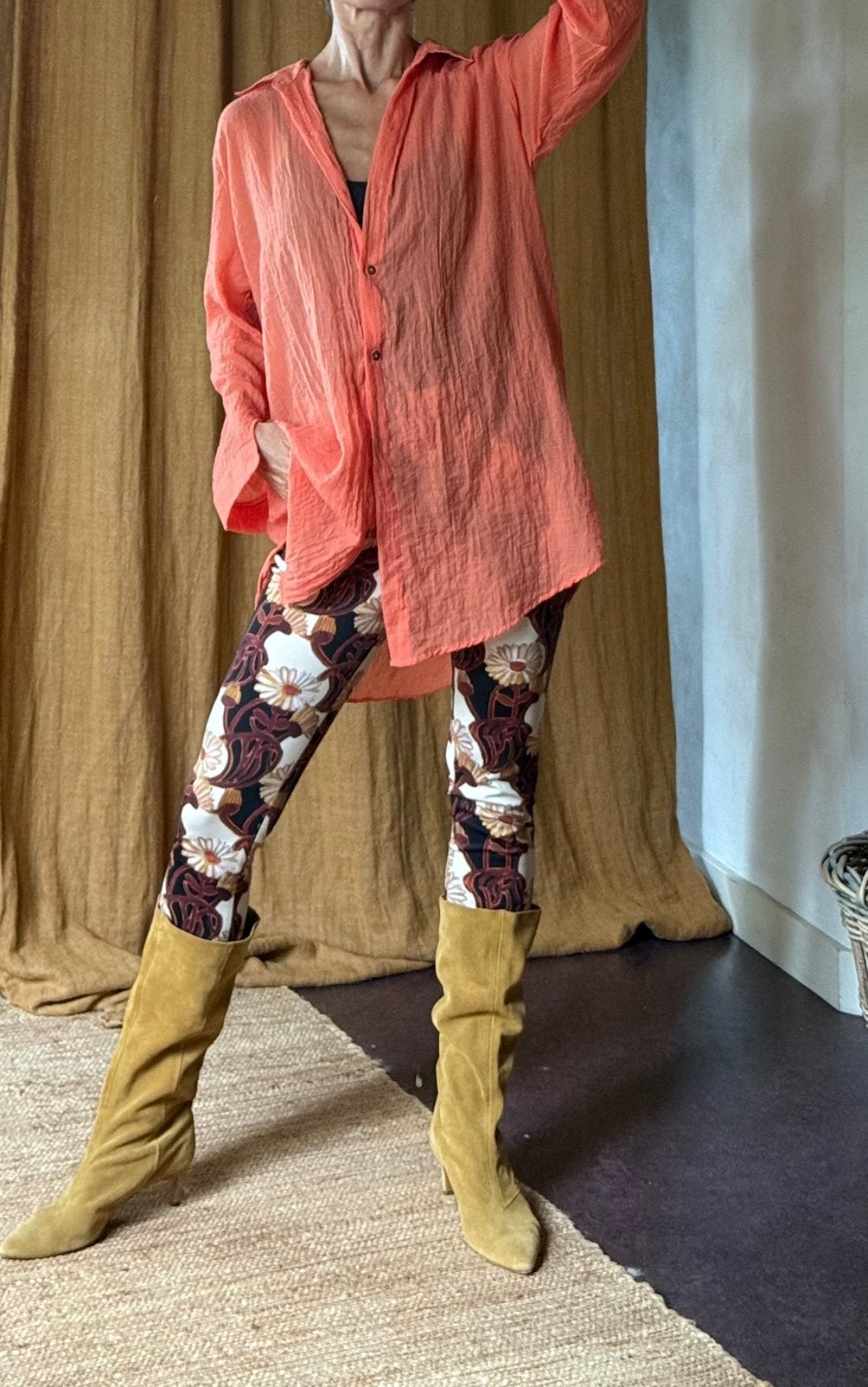 Leuke zacht oranje blouse vib  katoen 38, Ophalen of Verzenden, Zo goed als nieuw, Maat 38/40 (M), Oranje