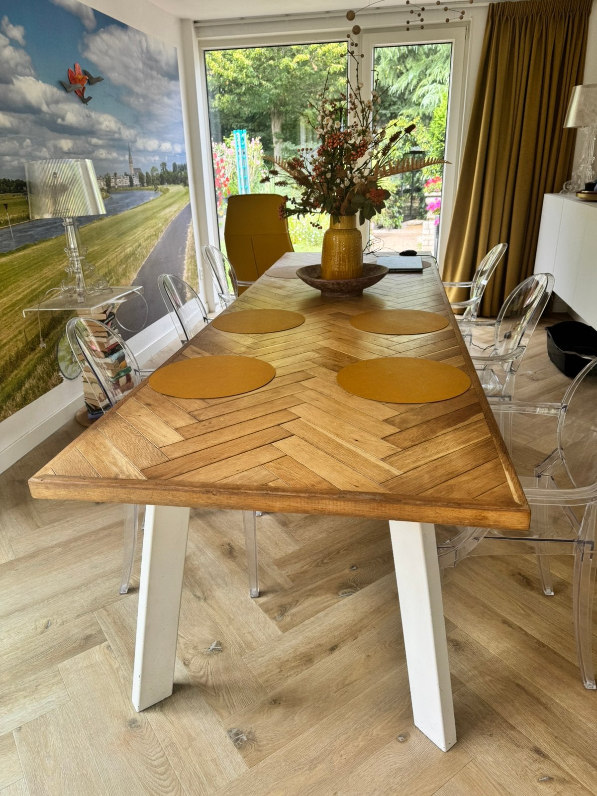Eet tafel 3 meter visgraat, Huis en Inrichting, Tafels | Eettafels, Ophalen, 200 cm of meer, 50 tot 100 cm, Zo goed als nieuw